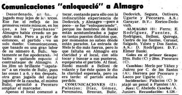 1974 primera b - comu almagro - diario noticias