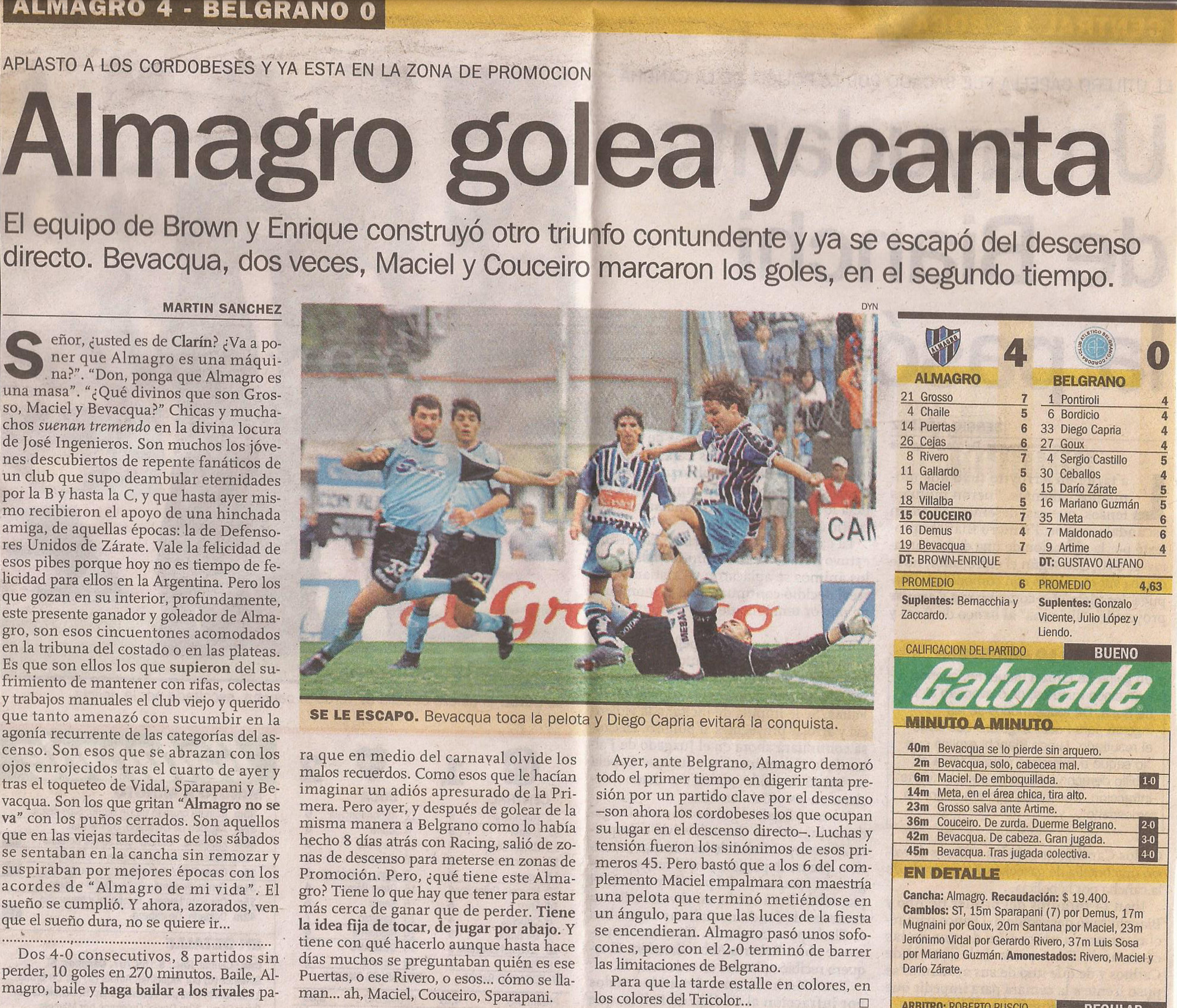 2000-01 Primera Division - Almagro vs Belgrano - Diario Ole