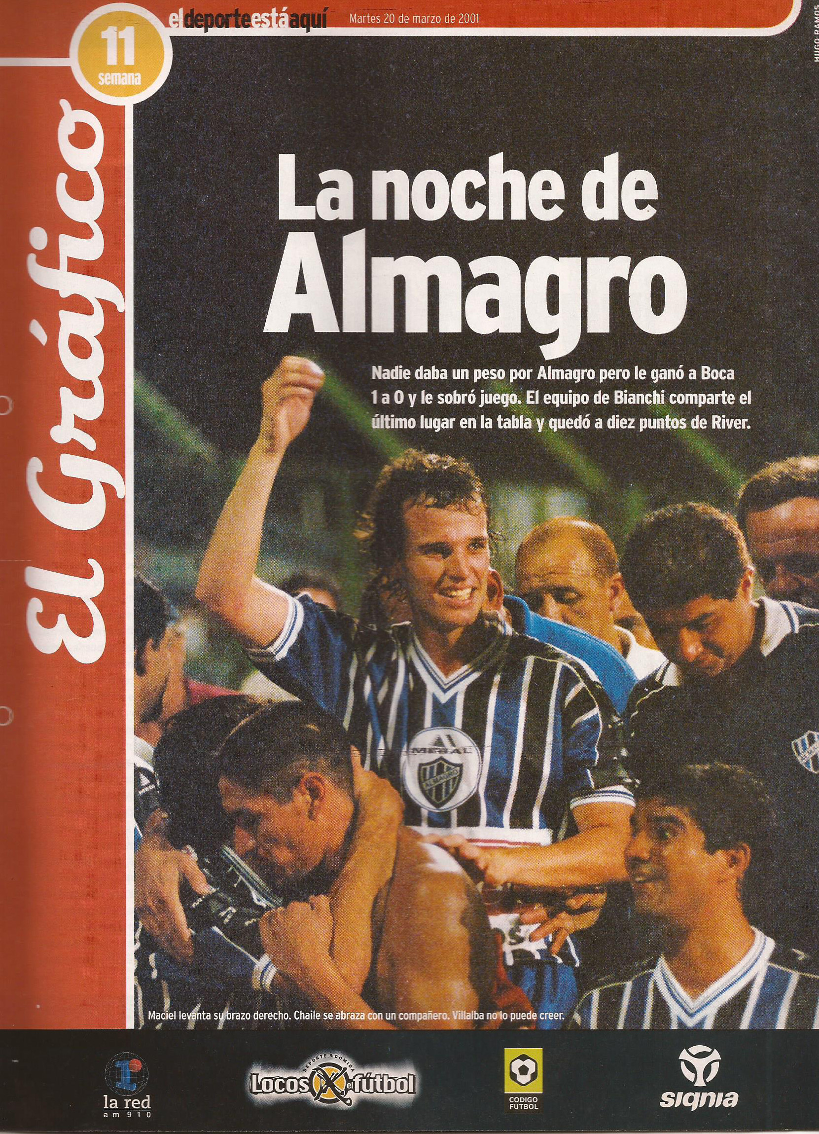2000-01 Primera Division - Almagro vs Boca Jrs - tapa - El Grafico