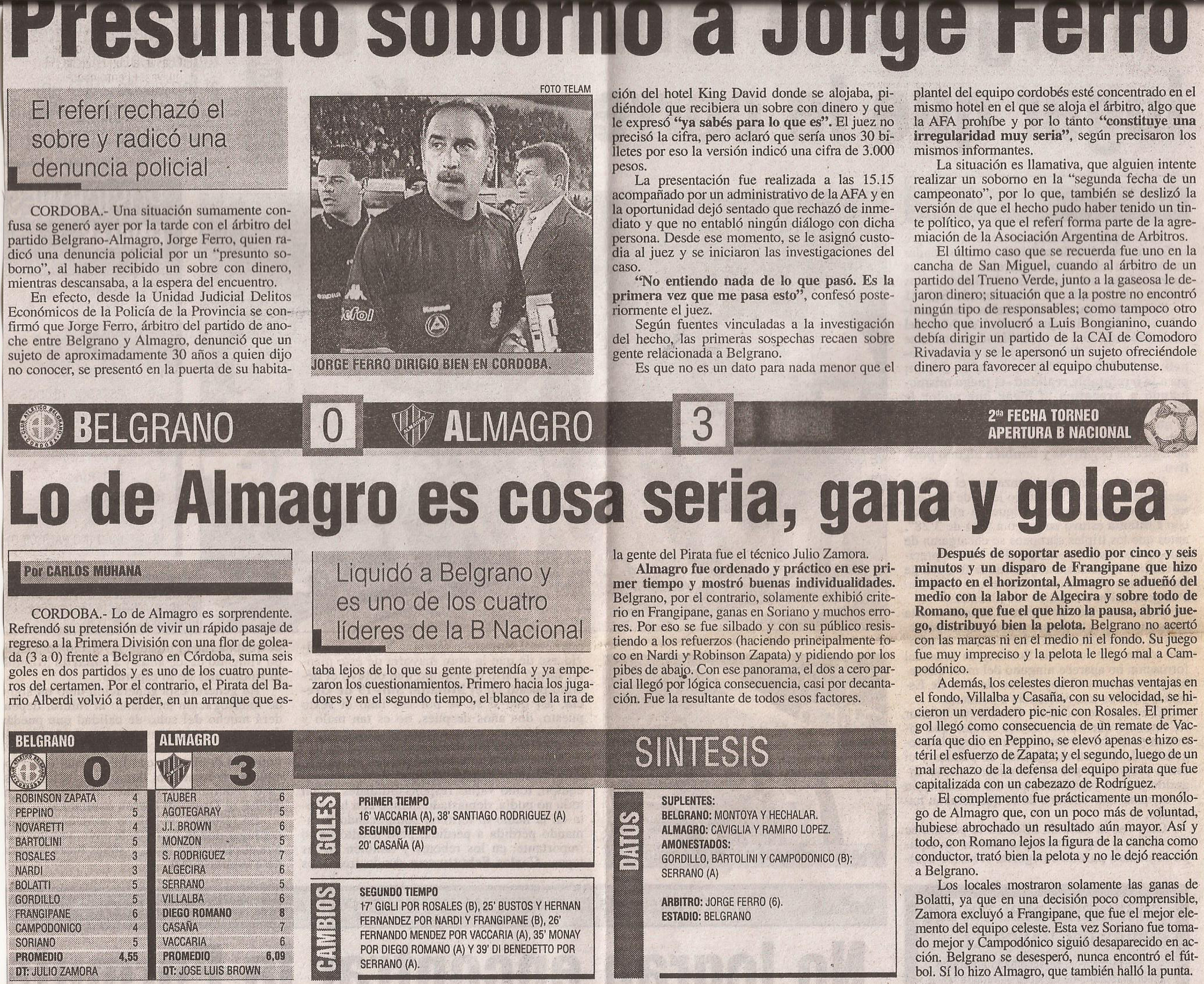 2005-06 Nacional B - Belgrano vs Almagro - Diario Popular